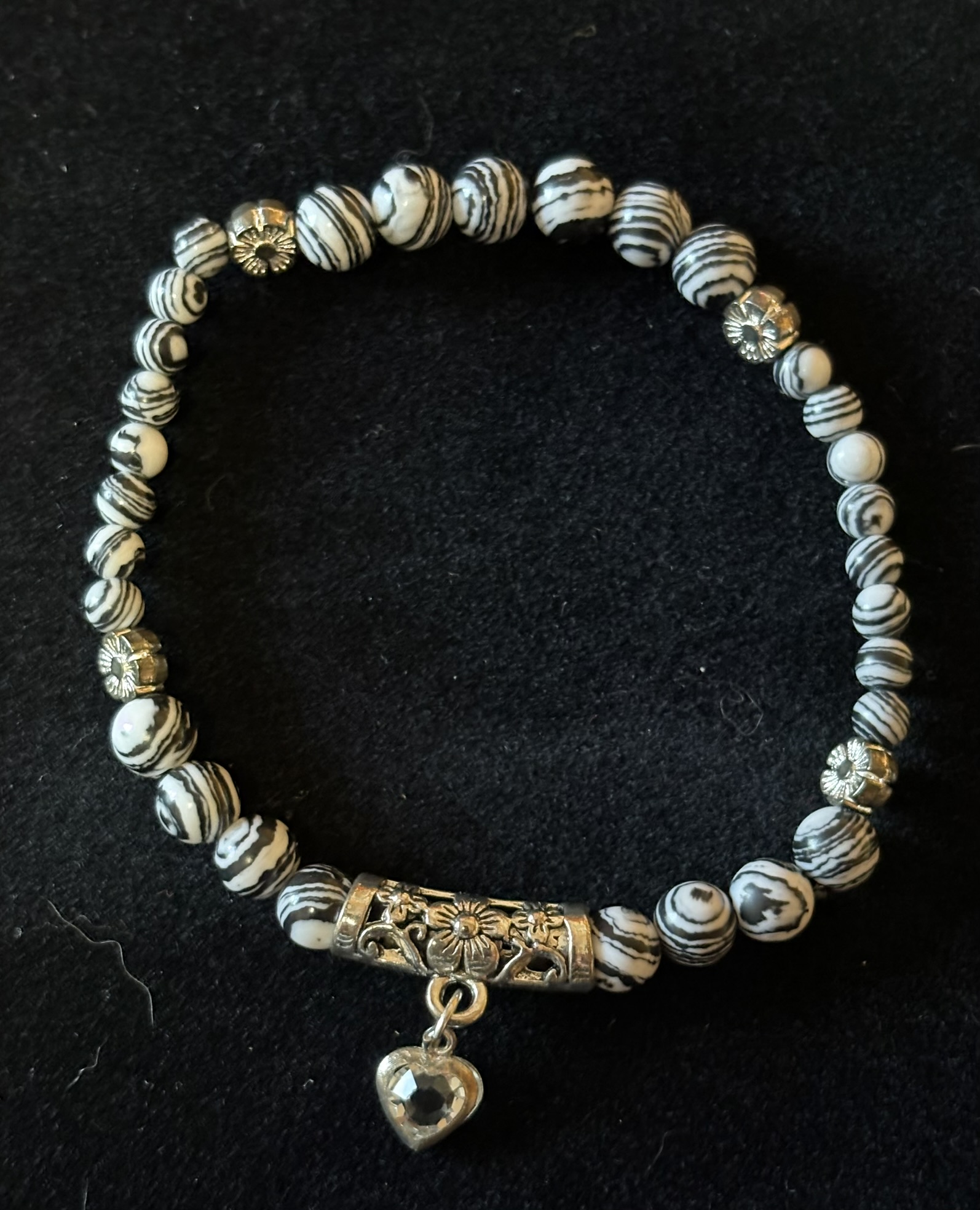 Armband elastic Edelstein schwarz-weiss