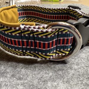 Halsband 3,8cm Ethno grün-rot-gelb