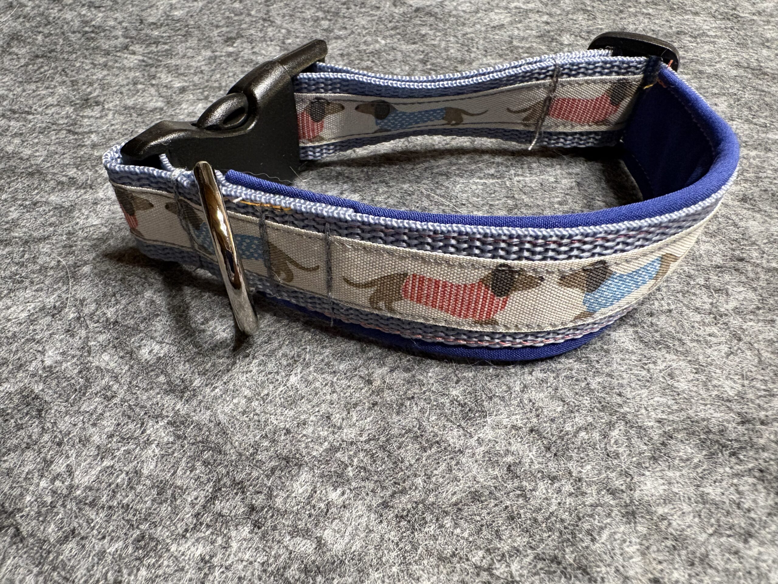 Halsband 2,5 cm Dackelliebe blau