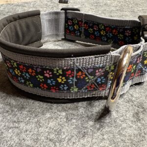 Halsband 3,8cm Pfotenliebe grau