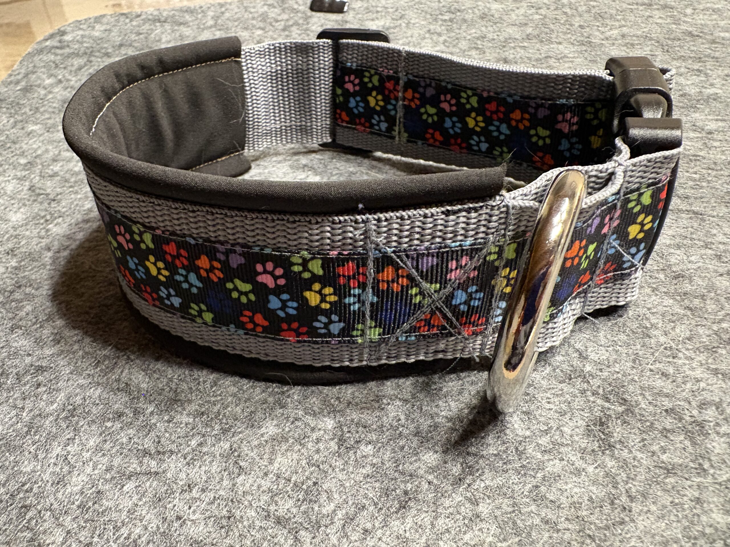 Halsband 3,8cm Pfotenliebe grau
