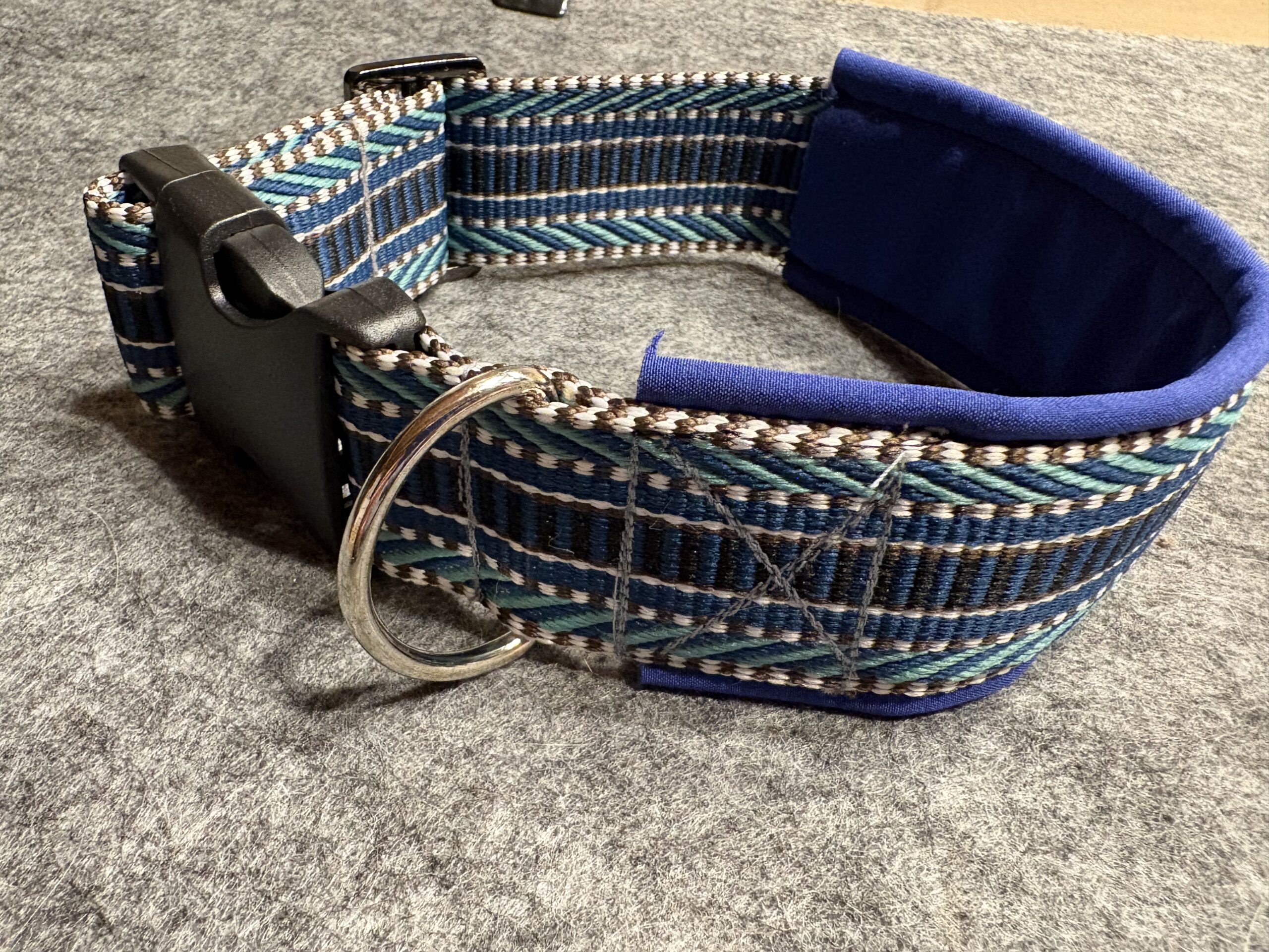 Halsband 3,8cm blau-grün