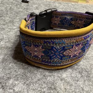 Halsband 3 cm Ethnostyle violett-ocker