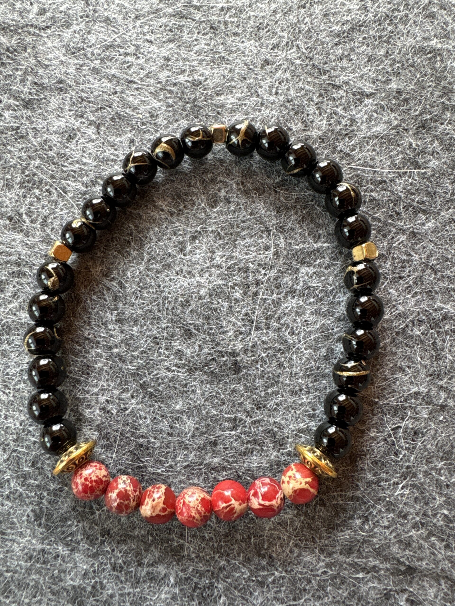 Armband elastic Edelstein schwarz-rot