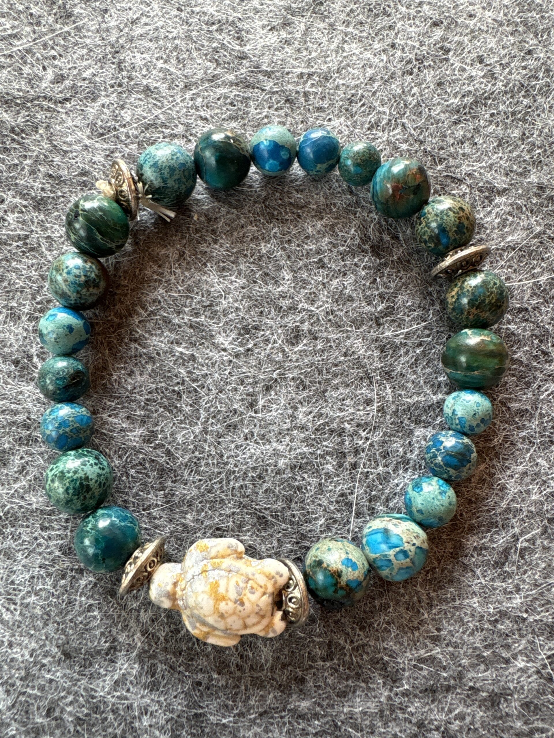 Armband elastic Edelstein türkis mit Schildkröte