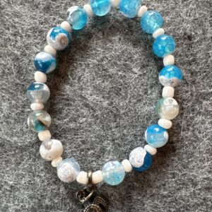 Armband elastic Edelstein hellblau-weiss