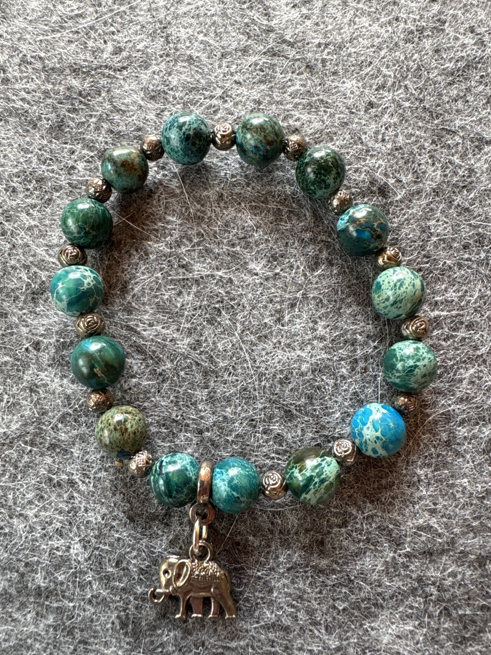 Armband elastic Edelstein türkis mit Elefant