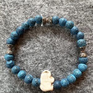 Armband elastic Edelstein blau matt mit Elefant