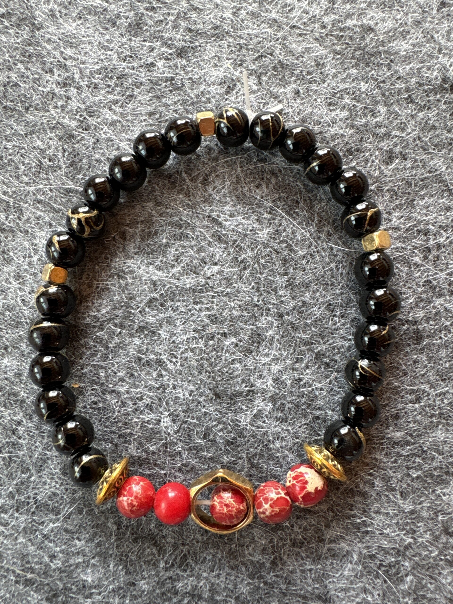 Armband elastic Edelstein schwarz rot