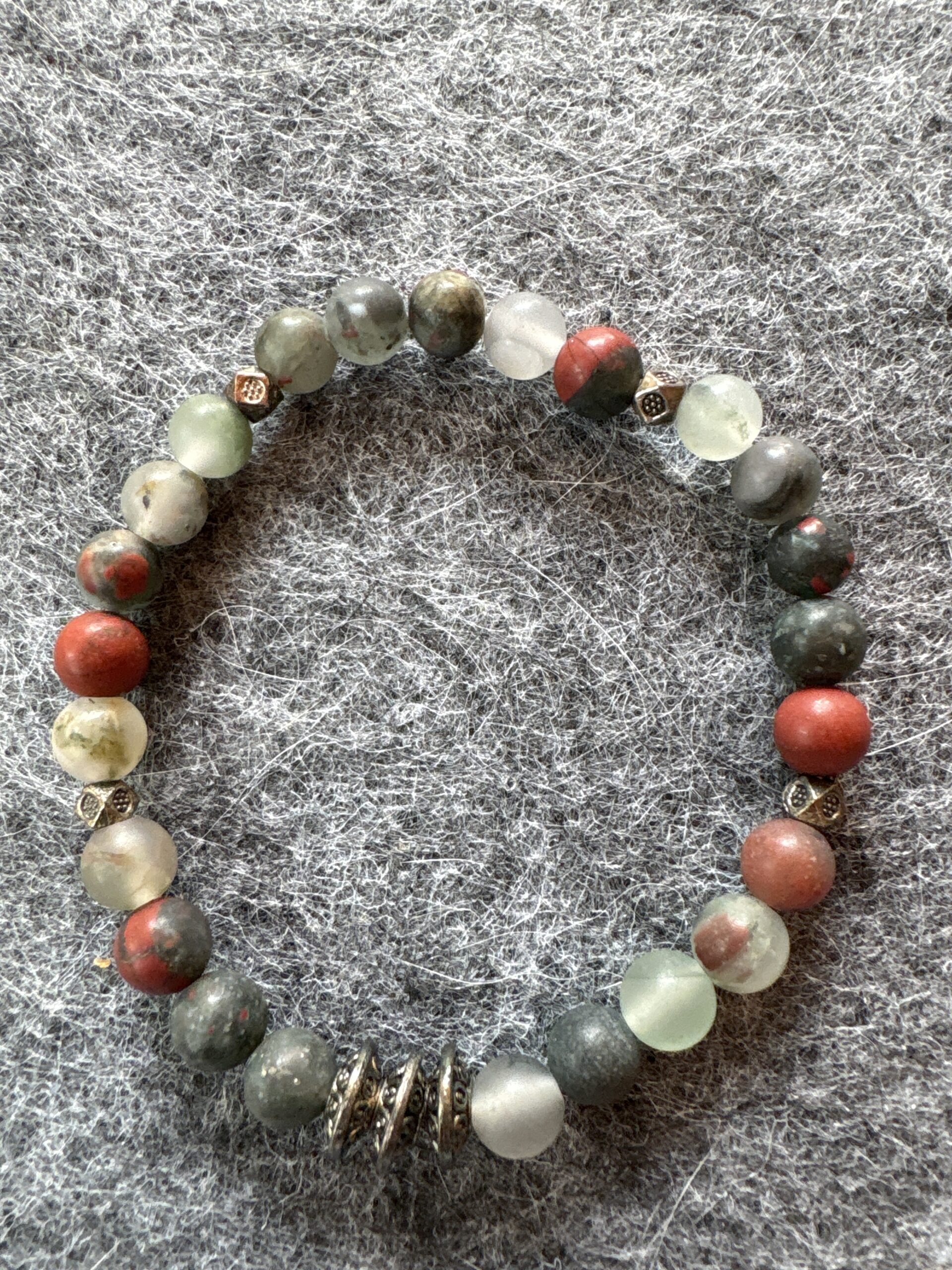 Armband elastic Edelstein grau-grün