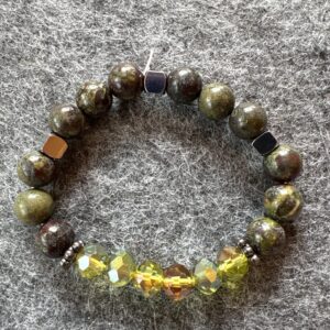 Armband elastic Edelstein grün+Swarovski
