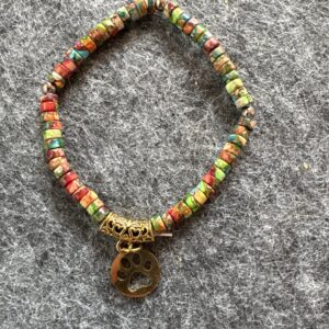Armband elastic bunt gold mit Pfote