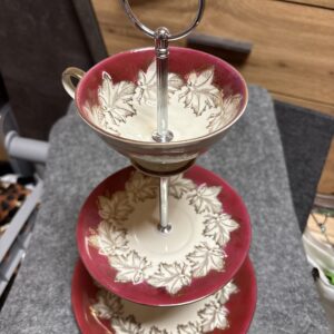 Upcycling Etagere rot / silber