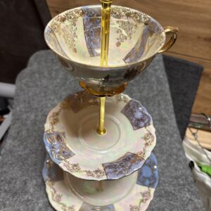 Upcycling Etagere Perlmutt blau