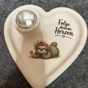Kerzenhalter Herz mit Faultier